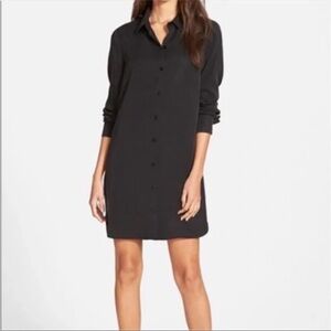 WAYF 100% Rayon Long Sleeve Shirt Dress in Black - Size Small